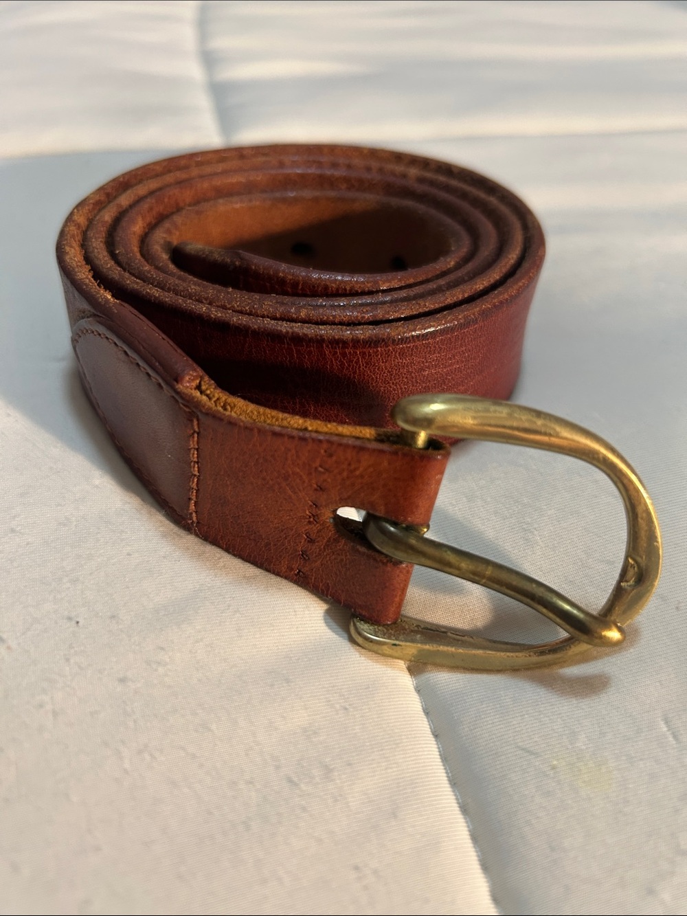 Brown Leather Women’s Leather Belt with Brass Buckle